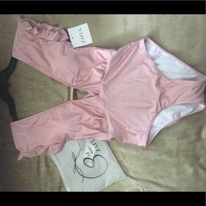 Brand new deep v pink one piece